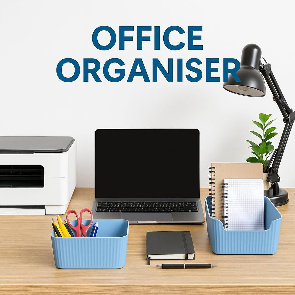 Storage Box Basket for Storage Plastic Organiser for Storage Bathroom Storage Box Small Plastic Organiser Bathroom Basket Boxes for Toys,Cosmetic,Accessory (BLUE, PACK OF 3)