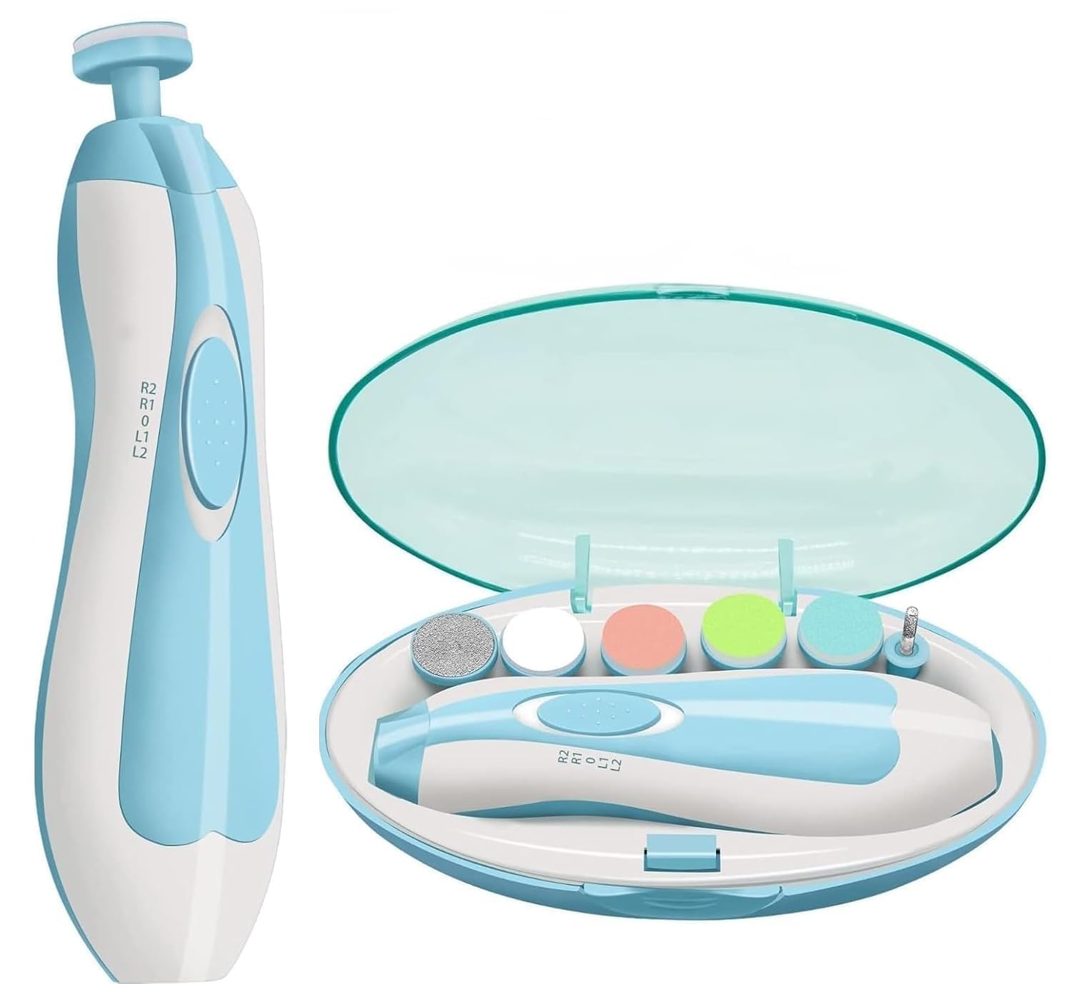 Electric Baby Nail Trimmer with Light, Safe Baby Nail File & Clippers for Newborn, Infant, Toddler & Kids | 6 Grinding Pads Nail Care Kit